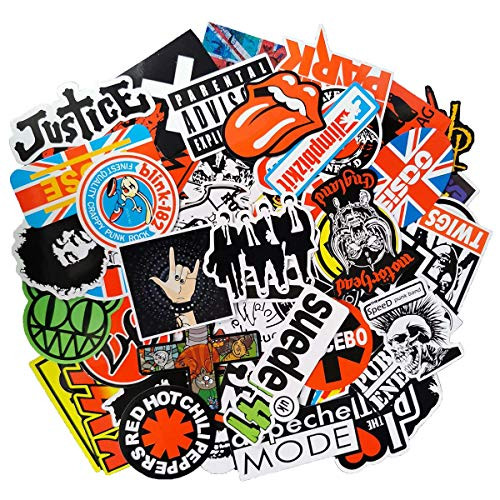 Band Stickers Pack Rock Roll Stickers -100 Pcs Vinyl Waterproof Stickers for Personalize Laptop, Electronic Organ, Guitar, Piano, Skateboard, Luggage Graffiti Decals