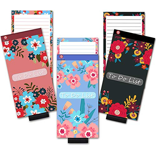 Magnetic Notepads - To Do List Notepad with Pen Holder and Cover, Full Magnet Back Note Pads, Grocery Shopping Memo Pad for Refrigerator, Fridge, Locker, File Cabinet, 4x8 Inches, 60 Sheets, 3 Pack