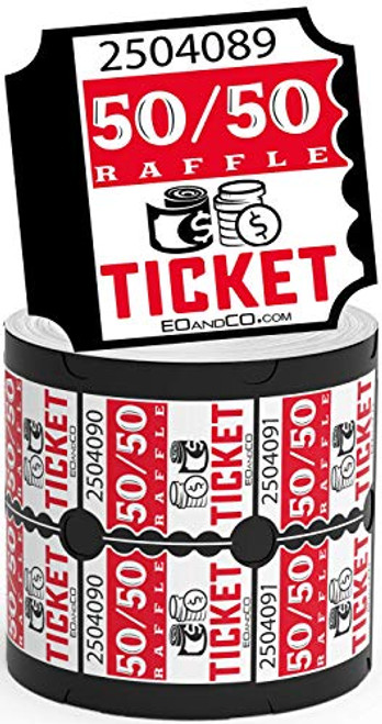 50/50 RAFFLE TICKETS | Premium Double Ticket Roll | Easy to Tear Apart Ticket Roll for Raffles | 1000 Count Double Raffle Tickets | Carnival Tickets | Large Event Tickets with Contact Info (50/50 RED)