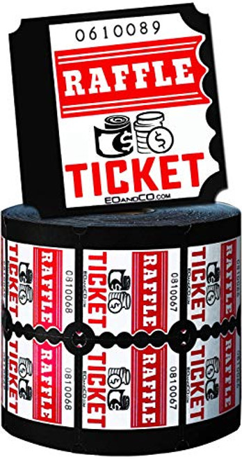 Raffle Tickets Double Roll - 1000 Roll of Double Sided Tickets for Raffle with Name and Address Space - White Raffle Tickets for Events - Carnival Raffle Tix - Raffle Ticket Rolls (Matte RED & Black)