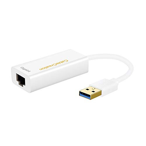 USB 3.0 to Ethernet Adapter, CableCreation SuperSpeed USB to RJ45 Network Supporting 10/100/1000 Mbps Gigabit for MacBook, Windows, XPS, Surface Pro, Notebook, White