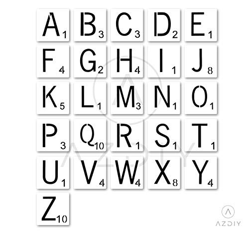 4 Inch Scrabble Letters Wall Decor, Stencils for Painting Signs AZDIY Reusable Title Stencils for Painting on Wood Laser Cut Painting Stencil for Home D?r & DIY Projects, Family Names