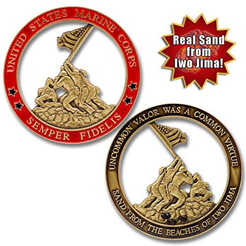 Marine Corps Iwo Jima USMC Challenge Coin with Real Sand of Iwo Jima