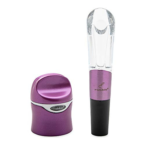 Rabbit Super Wine Aerator and Pourer Plus Wine Sealer, Purple