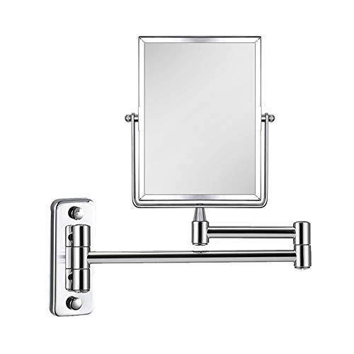 QiMH 3X Magnifying Wall Mounted Vanity Makeup Mirror | Rectangular 8x6 Inch with Extendable Arm | Polished Chrome Finish Double-Sided Swivel Mirror QiMH 3X Magnifying Wall Mounted Vanity Makeup Mirror | Rectangular 8x6 Inch with Extendable Arm | Polished Chrome Finish Double-Sided Swivel Mirror