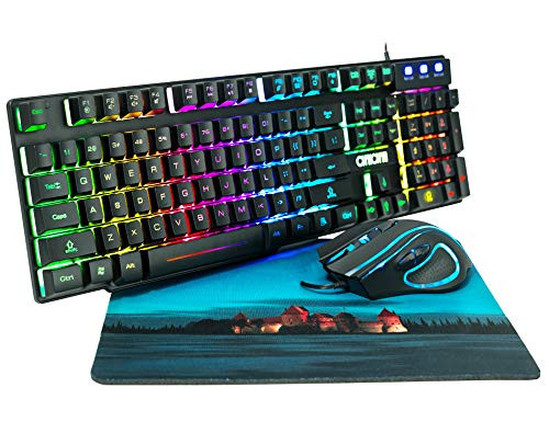 RGB Gaming Keyboard and Mouse Combo CHONCHOW 991b Rainbow Led Backlit 7 Colors Office Device Ergonomic Keyboard with Mice 3200 DPI Adjustable Compatible with PS4a/Ps3 Xbox one Windows Mac PC RGB Gaming Keyboard and Mouse Combo CHONCHOW 991b Rainbow Led Backlit 7 Colors Office Device Ergonomic Keyboard with Mice 3200 DPI Adjustable Compatible with PS4a/Ps3 Xbox one Windows Mac PC