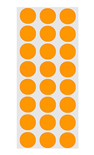 ChromaLabel 1/2 Inch Round Permanent Color-Code Dot Stickers, 1200 Pack, 24 Labels per Sheet, Fluorescent Orange