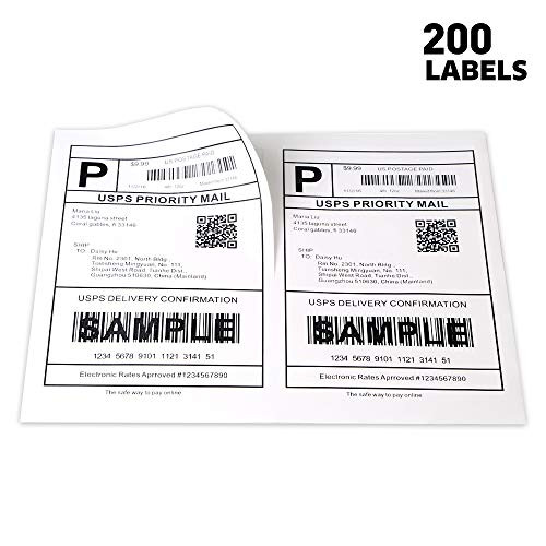 [100 Sheets; 200 Labels] Half Sheet Self Adhesive Shipping Labels for Laser & Inkjet Printers, 5-1/2" X 8-1/2"