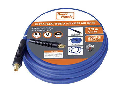 SuperHandy Air Hose 3/8" Inch x 50' Feet Long Heavy Duty Industrial Premium Commercial Ultra Flexible Hybrid Polymer Hose Max Pressure 300 PSI/20 BAR Inside Diameter 0.375" Inch
