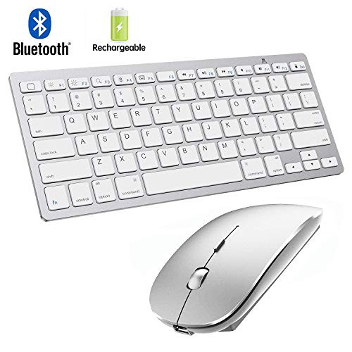Bluetooth Keyboard and Mouse for iPad and iPhone Bluetooth Keyboard Compatible with iPad/iPad Pro/iPad Air/iPad Mini and Other Bluetooth Enabled Devices (iPadOS 13 / iOS 13 and Above) (Silver)