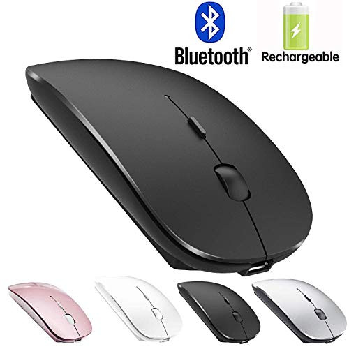 Quiet Wireless Bluetooth Mouse Rechargeable - Mini Gaming Mouse Computer Mouse with 3 Adjustable DPI Level (800DPI,1200DPI,1600DPI),Compatible with PC, Mac, Desktop and Laptop