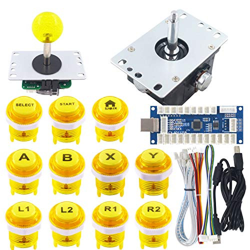 SJ@JX Arcade Game Controller Arcade DIY Kit LED 3D Flight Simulation Games Mechanical Keyboard Switch Joystick LED Button Zero Delay USB Encoder for Raspberry PC PS3 Android Retro