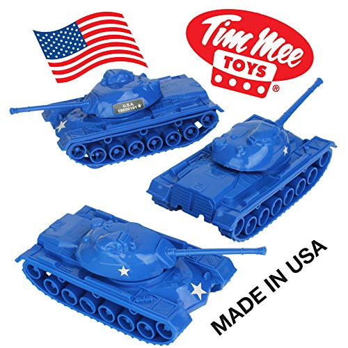 TimMee Toy Tanks for Plastic Army Men: Blue WW2 3pc - Made in USA