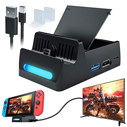 WATSABRO Switch Dock?Portable Switch Docking Station for Nintendo?Switch Docking Station Charger with HDMI Cable?Nintendo Switch Docking Station Supporting 4K1080P HDMI Video Port and USB3.0 Data Port