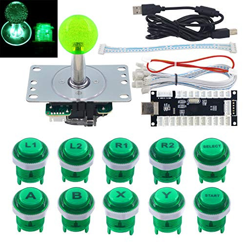 SJ@JX Arcade Game LED DIY Kit Mechanical Keyboard Switch Arcade LED Button LED Joystick Controller Zero Delay USB Encoder for PC MAME Retropie Jamma