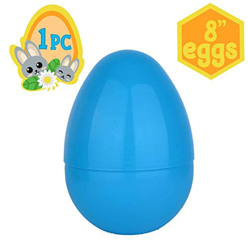 Playoly 1 Blue Jumbo Fillable Plastic Easter Egg Hunt Party Supply - 8-Inch Easter Eggs