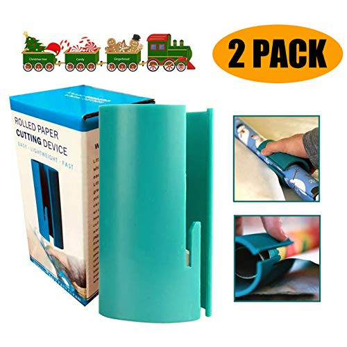 2 Pack Wrapping Paper Cutter Easy Quick Kraft Craft Paper Roll Sliding Line Cut Trimmer for Christmas Birthday Creative Sliding Paper Roll Cutter (2 Pack)