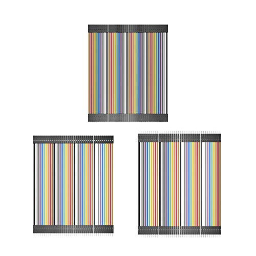 Dmyond 120pcs Multicolored Dupont Wire 40pin Male to Female, 40pin Male to Male, 40pin Female to Female Breadboard Jumper Wires Ribbon Cables Kit Dupont Cable Dupont Line for arduino (10cm)