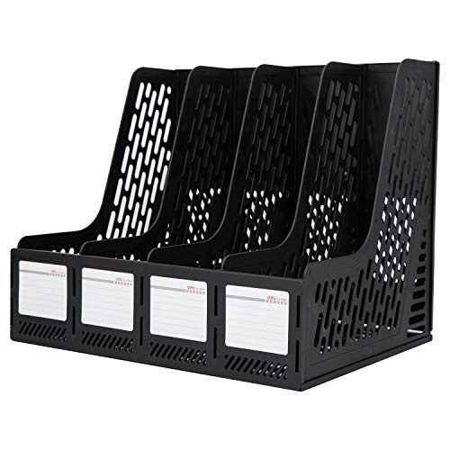 Deli Magazine File Book Holder Desktop Organizer Vertical Folder for Office Organization, Black