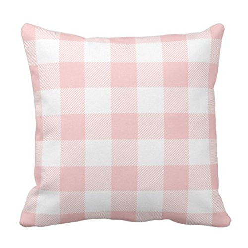 Emvency Throw Pillow Cover Cute Chic Pink Preppy Buffalo Check Plaid Modern Decorative Pillow Case Home Decor Square 18 x 18 Inch Pillowcase