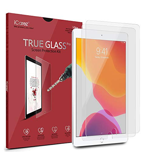 iCarez [Tempered Glass] Screen Protector for Apple 10.2-inch iPad 2019 [7th Gen] Premium Easy to Install [9H 0.3mm 2.5D] 2 Pack
