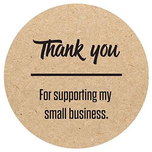 1.5" Round Kraft Thank You for Supporting My Small Business Stickers / 500 Labels Per Roll