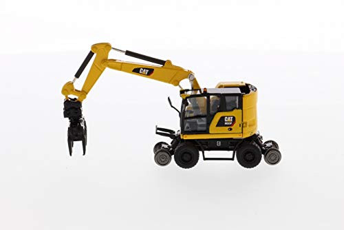 Diecast Masters CAT Caterpillar M323F Railroad Wheeled Excavator with 3 Accessories High Line Series 1/87 (HO) Scale Diecast Model 85612