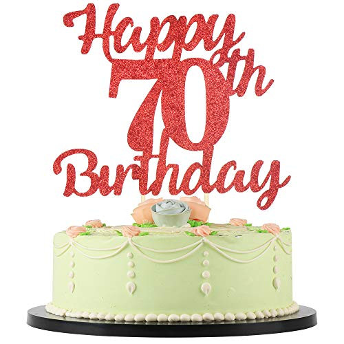 LVEUD 70th Birthday Cake Topper for Happy Birthday? 70 red Flash 70th Cake Topper?Happy Birthday Cake Topper Cake Ornament (70th)