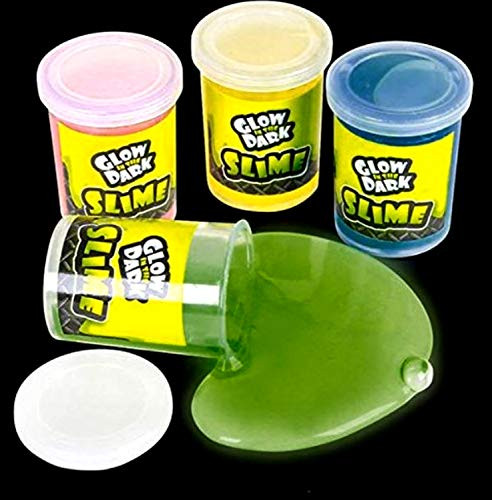 HR MERCHANDISE Glow in The Dark Slime 12 Pack Assorted Neon Colors- Green, Blue, Orange and Yellow - Slime Mud  Great for Any Child Favor, Goody Bag Filler