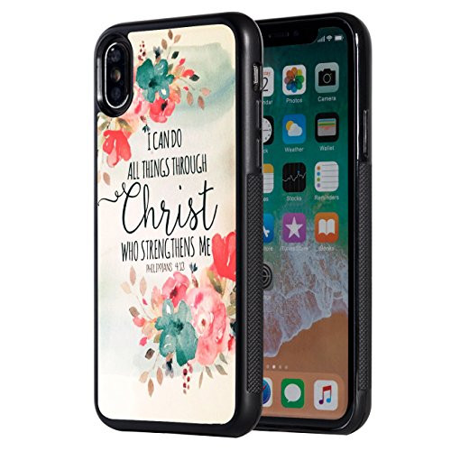 iPhone X Case,AIRWEE Slim Anti-Scratch Shockproof Silicone TPU Back Protective Cover Case for Apple iPhone X (2017) 5.8 inch ,Christian Quotes Bible Verses Philippians 4:13