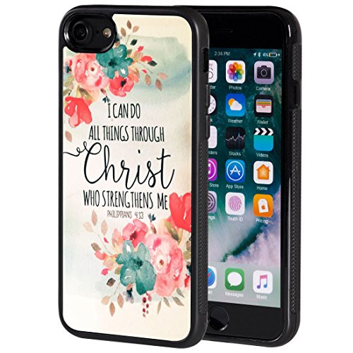 iPhone 8 Case,AIRWEE Slim Anti-Scratch Shockproof Silicone TPU Back Protective Cover Case for iPhone 8 4.7 Inch,Christian Quotes Bible Verses Philippians 4:13