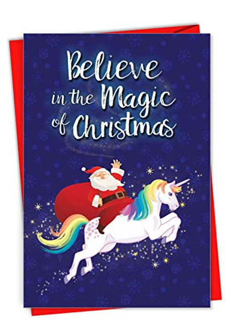 Believe In The Magic - 12 Kids Merry Christmas Cards with Envelopes (4.63 x 6.75 Inch) - Santa and Unicorn Xmas Note Card for Children - Holiday Boxed Notecard Set C7056XSG-B12x1 Believe In The Magic - 12 Kids Merry Christmas Cards with Envelopes (4.63 x 6.75 Inch) - Santa and Unicorn Xmas Note Card for Children - Holiday Boxed Notecard Set C7056XSG-B12x1