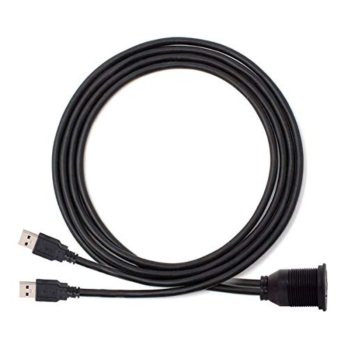 1m Waterproof Dual USB 2.0 Extension AUX Flush Mount Car Mount Extension Cable for Dashboard Panel