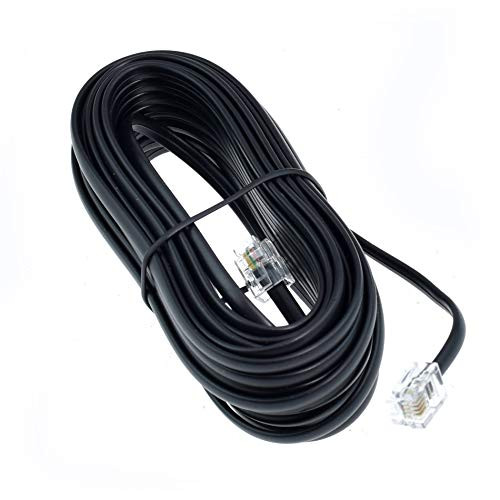 RJ11 6P4C Modular Telephone Extension Cable Phone Cord Line Wire (25 Feet, Black)
