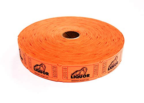 2000 Liquor Orange Single Roll Consecutively Numbered Raffle Tickets
