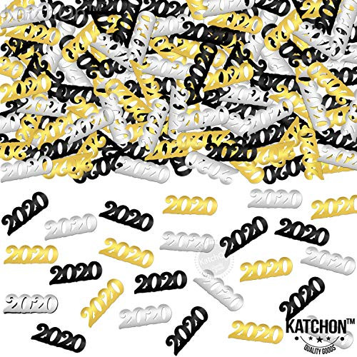 2020 Confetti | Pack of 1000, 1.5 Ounce - Graduation Party Supplies 2020 | Graduation Confetti 2020 | Anniversary | Graduation Table Decorations | Graduations Decorations 2020 | Gold Black Silver