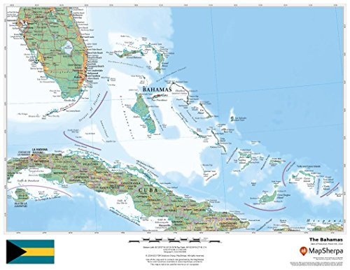 The Bahamas - 22" x 17" Matte Plastic Wall Map