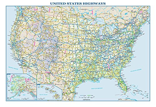 USA Interstate Highways Wall Map - 22.5" x 15.75" Matte Plastic