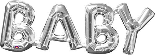 amscan Party Decorations, Balloon Air-Filled Phrase Baby, Party Supplies, Silver, 26" x 9"