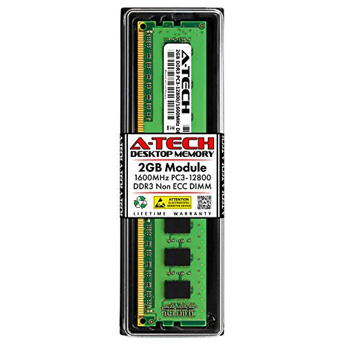 A-Tech 2GB DDR3 1600MHz PC3-12800 Desktop RAM Module | Non-ECC Unbuffered DIMM 1.5V 240-Pin Memory Upgrade Stick