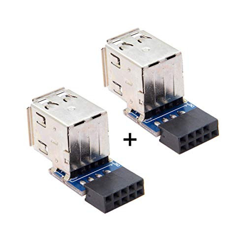 2pcs 9Pin/10Pin Motherboard Female Header to Dual USB 2.0 Female Adapter Vertical Type