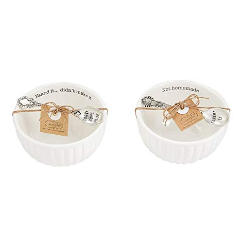 Mud Pie 'Not Homemade' Ceramic Dip Bowl w/spoon, Set of 2