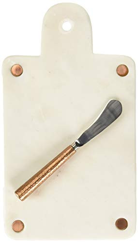 Mud Pie 4753002 Marble Serving Board Set, One Size, White/Copper
