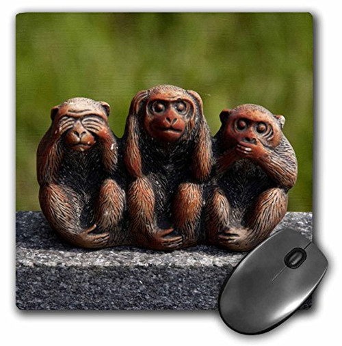 3dRose 3 Monkeys, Hear, See, Speak No Evil Mouse Pad, 8" x 8" (mp_112680_1)