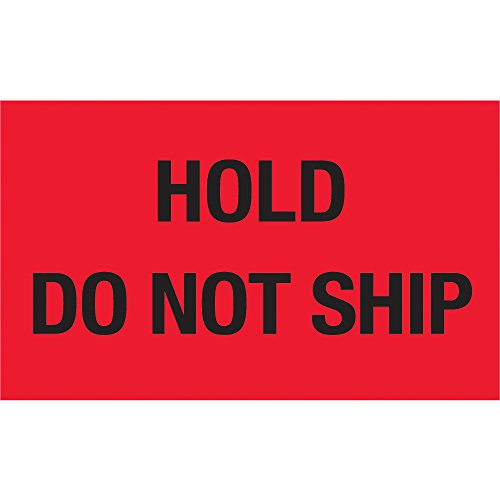 Partners Brand PDL2344 Labels,"Hold - Do Not Ship", 3" x 5", Fluorescent Red (Pack of 500)