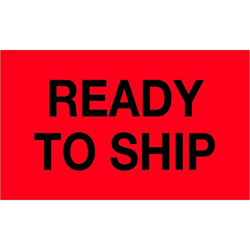 Partners Brand PDL1172 Tape Logic Labels,"Ready To Ship", 3" x 5", Fluorescent Red (Pack of 500)