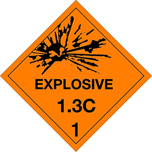 BOX USA BDL5060 Tape Logic Labels,"Explosive - 1.3C - 1", 4" x 4", Orange/Black (Pack of 500)