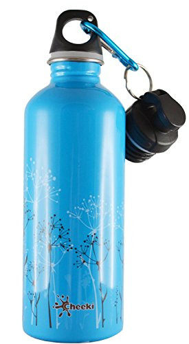 CHEEKI 500ml 17oz Stainless Steel Water Bottle - Wildgrass Blue - BPA Free