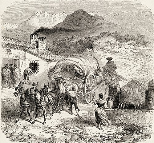Posterazzi DPI1958743 Poster Mules Arriving at A Roadside Inn in Sierra Nevada Granada Spain from A 19Th Century Print. from El Mundo En La Mano Published 1878, ((15 x 14) Posterazzi DPI1958743 Poster Mules Arriving at A Roadside Inn in Sierra Nevada Granada Spain from A 19Th Century Print. from El Mundo En La Mano Published 1878, ((15 x 14)