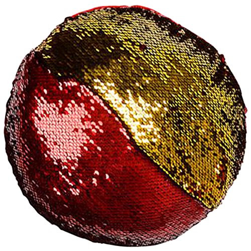 Rhode Island Novelty Reversible Mermaid Sequins 12" Plush Pillow (Red & Gold)
